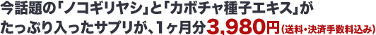今話題の「ノコギリヤシ」と「カボチャ種子エキス」がたっぷり入ったサプリが、1ヶ月分3,980円