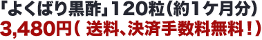 よくばり黒酢120粒（約1ヶ月分）3,480円（税込）送料・決済手数料無料！