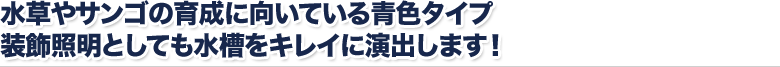 水草やサンゴの育成に向いている青色タイプ 装飾照明としても水槽をキレイに演出します！