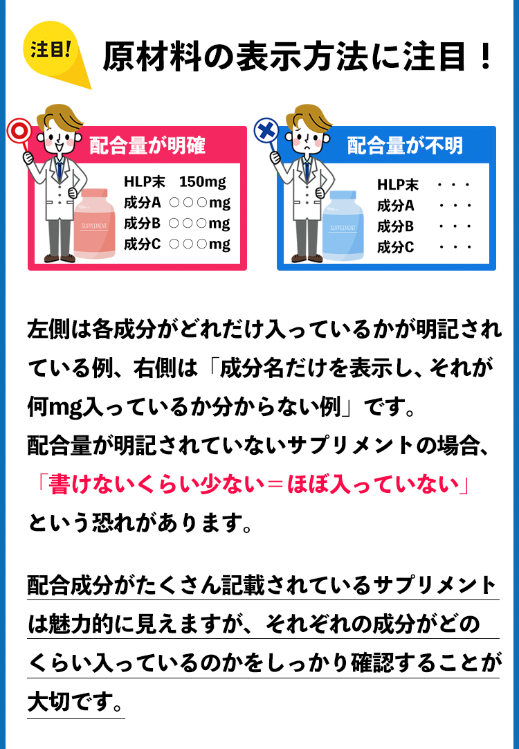 原材料の表示方法に注目！