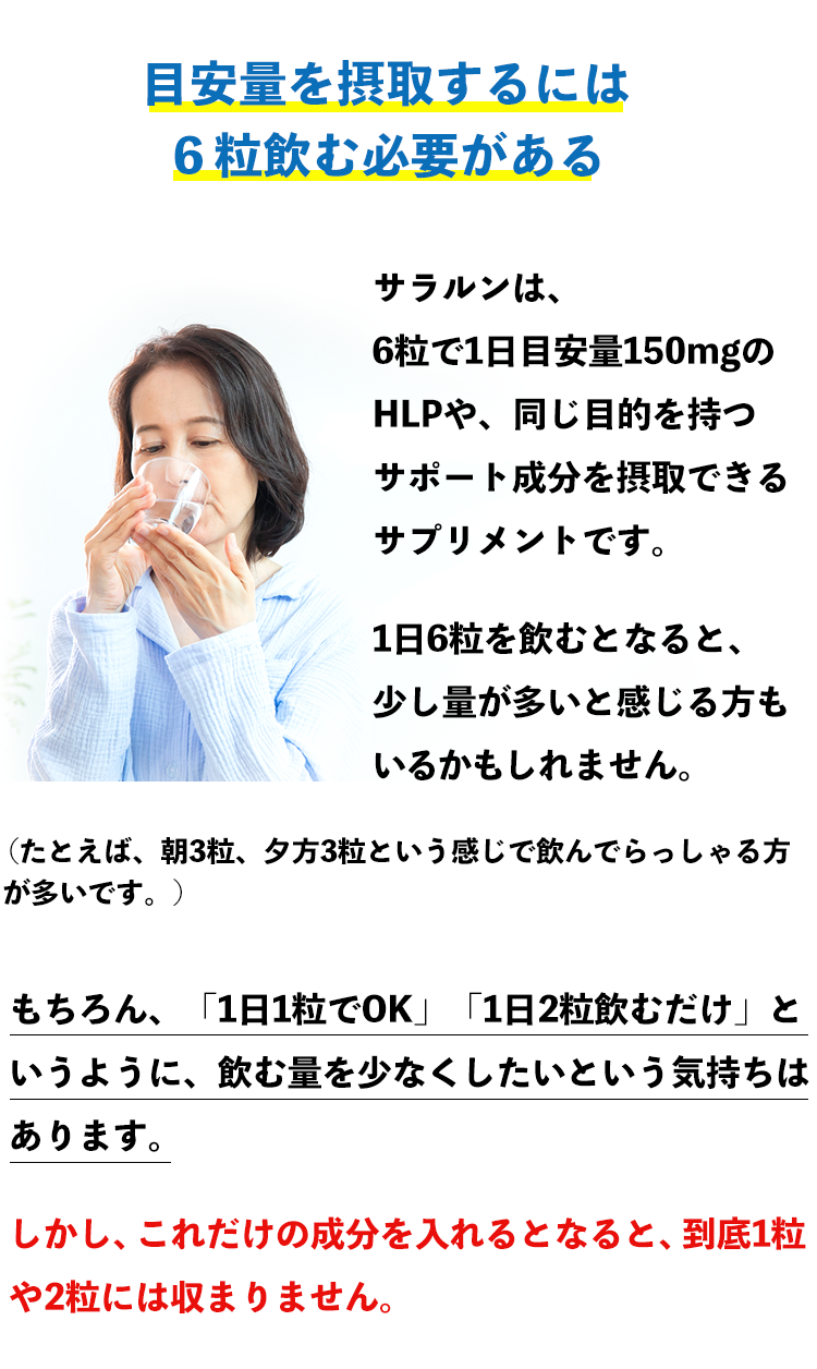 目安量を摂取するには 6粒飲む必要がある