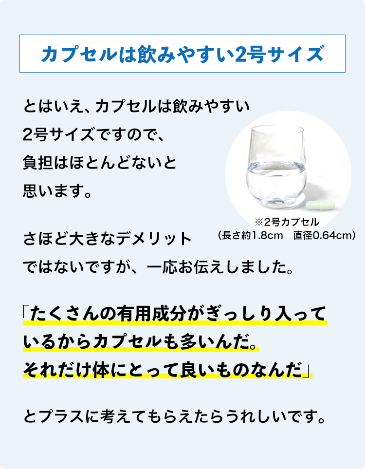 カプセルは飲みやすい2号サイズ